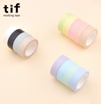 tif Washi Tape for Journaling - Solid Colors, Full Roll 10m, Basic Colored Masking Tape with No Residue