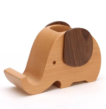 Elephant Pencil Holder Wooden Desk Organizer