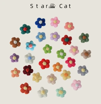 Handmade DIY Knitted Puff Flowers - Realistic Crocheted Brooches, Hair Clips, and Wool Decorative Finished Products