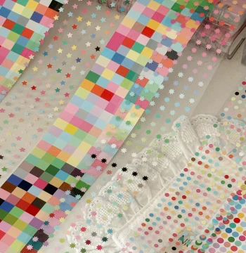 [Sub-packaged] Lilisi Rainbow Deco Candy Bean Sticker Roll, 3mm Round Stars, Tiny Stars, and Burst Stars