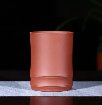 Zisha Clay Pen Holder Hand-Painted Bamboo Design