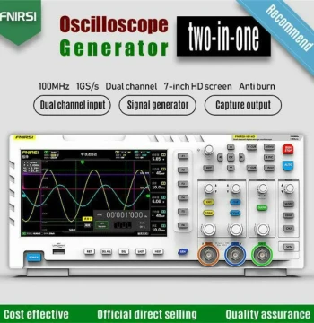 Hot Sale Fnirsi 1014D Portable Digital Oscilloscope, 100MHz Input, Dual Channel, 2-in-1 Signal Generator