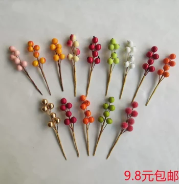 6-Stem Preserved Fruit Branches for Wedding Gift Boxes: Decorative Mini Fruit Stems, Creative DIY Photography Red Berries, Handcraft Materials