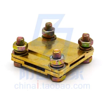 Copper Clamp Set with Yellow Cross Flat Copper Clips, Flat Strip Clamps, Copper Bar Clamps, Stranded Wire Connectors, Cross Joints