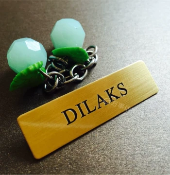 Custom Gold Brushed Copper Name Badges - Etched Employee ID Plates, Fade-Resistant and Premium Finish