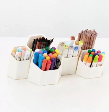 Hexagonal Pen Holder Detachable Pencil Box Slanted Desktop Organizer