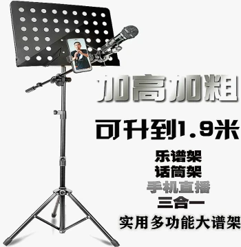 Portable All-in-One Music Stand and Microphone Holder for Guitar/Violin, Professional Floor Stand for Home Use