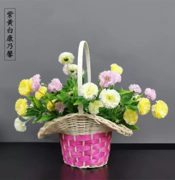 Spring Dance Flower Basket - Woven Rattan Prop for Kindergarten Performances, Wedding Petal Toss, and Dance Routines
