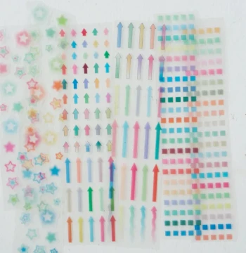 Fuguang Bulk Pack, Lilisi Soft Glow Round Stars Arrows Dots Small Squares PVC Die-Cut Tape