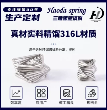 Custom Triangular Spring Packing for Distillation Columns - Finks Stainless Steel 613L Fillers with Special Spiral Design