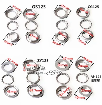 Motorcycle and Scooter Headset Steering Bearings - Pressure, Directional, and Thrust Bearings with Wave Plates, Steel Cups, and Balls