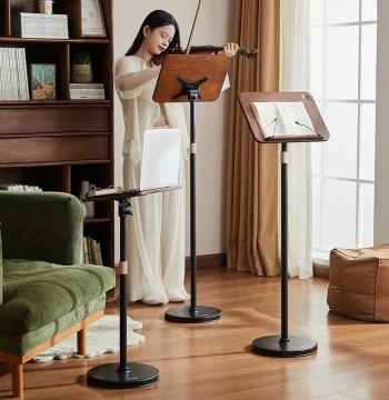 NALANDUOHAO Floor-Standing Music Stand, Wooden Home Sheet Music Rack, Adjustable Guzheng Score Guitar Reading Stand