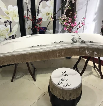 Guzheng Cover Hand-Painted White Thickened Cotton-Linen Dust-Proof