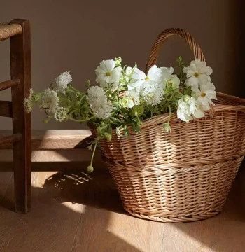 Woven Rattan Flower Basket, Handheld Manual Flower Arrangement Basket, Creative Willow Gift Basket, Home Decor Storage Basket