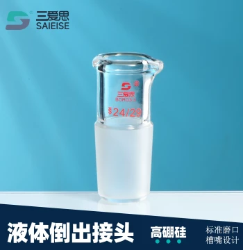 SANS Love Thought Liquid Pouring Adapter for Single-Neck Round-Bottom Flasks - High-Temperature Ground Joint Borosilicate Glass