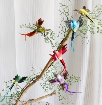 Artificial Feather Hummingbird: Colorful Fake Bird for Garden, Landscape, Greenery Decor, and Home Ornaments