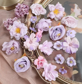 Mixed Design Artificial Flower Combo - DIY Materials, Premium Realistic Fake Flowers for Scene Setup and Wedding Decor
