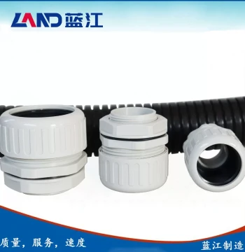 Lanjiang Gray-White Nylon Waterproof Corrugated Pipe Fitting IP68 Plastic Sealed Hose Connector