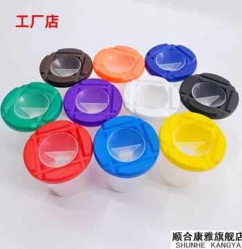 Kids Paint Mixing Cups, Pigment Buckets, Colorful Plastic Brush Washing Cups, Leak-Proof Art Painting Supplies