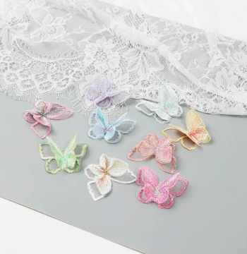 Double-Layer Lace Organza Embroidered Butterfly, DIY Handmade Headpiece Hair Clip Clothing Material, Patch for Hole Repair and Embroidery