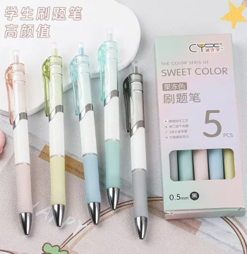 Morandi Color Retractable Gel Pens for Students and Exams - Black Ink Ballpoint Stationery