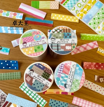 Zhuo Dawang Tape [Azhuo Segments], Vitality Retro Basic Sticker Roll, Washi Paper for Journaling and Writing ys