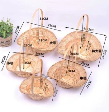 Handwoven Bamboo Basket with Handle, Small Gift Box for Fruit Packaging, Storage Basket, and Flower Arrangement