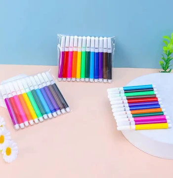 Mini Portable Washable Watercolor Pens for Kids – 12/24 Colors in PP Box Set for Preschool and Elementary Art