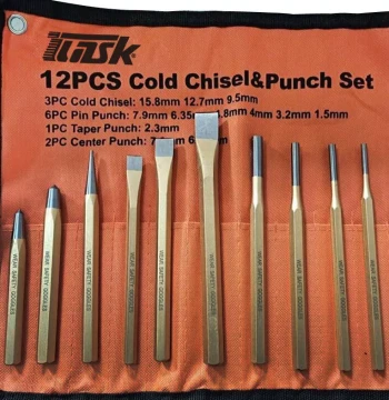 In Stock Bulk Discount 12-Piece Alloy Punch and Chisel Set Pin Punch Kit Industrial Grade IMPA613089