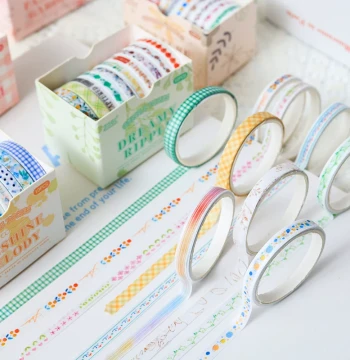 10 Rolls Gentle Tone Basic Border Journaling Tape, DIY Sticker Roll, Cute Washi Tape