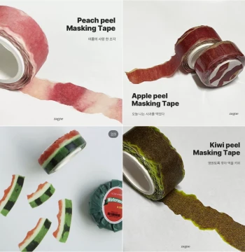 Fuguang Decant: Korean zagne Fruit Peel Tape (Apple, Watermelon, Kiwi) for Planner Decoration, Realistic Simulation Tape