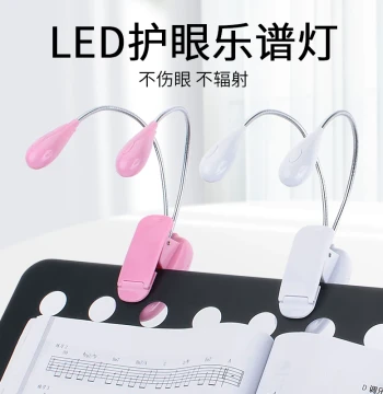 LED Rechargeable Music Stand Light Piano Guitar Instrument USB Clip-On Lamp Dual-Head 4-Light Adjustable
