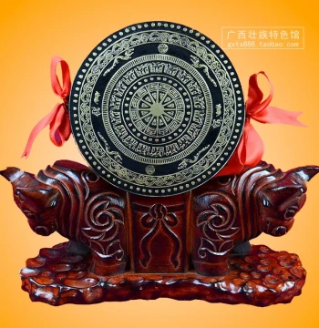 Guangxi Bronze Drum Hand-Cast Zhuang Heritage Office Decor Gift