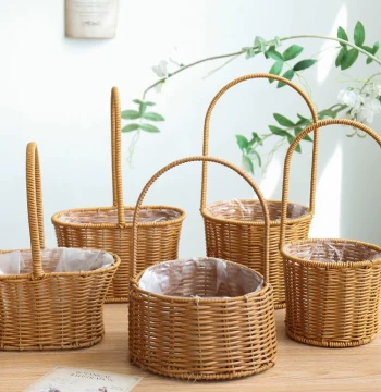 Festival Handheld Fresh Flower Basket, Bamboo Woven Dried Flower Basket, Fruit Basket, Floral Shop Arrangement Basket