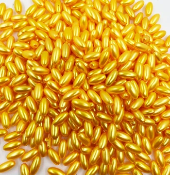 Golden Wheat Ear Beads Material Kit, Rice Grain Beads 6*12mm Loose Beads for Handmade Stringing