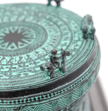 Guangxi Zhuang Bronze Drum, 18cm with Vertical Base, Ethnic Specialty Gift for Leaders, Organizations, and Diplomatic Events