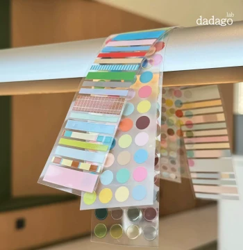 Fuguang Decant dadagolab Double-Transparent Cut Film Tape, Planner Basic Dots, Strips, Square Sticker Rolls, ins Style