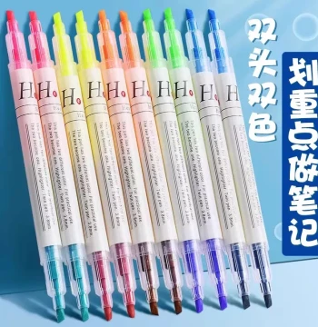Dual-Tip Highlighter for Students, Colored Marker Pen for Note-Taking and Art Projects