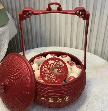 Chu Huayuan Greeting Card, New Chinese Style Plastic Basket for Eggs, Noodles, and Candy, Festive Wedding Supplies and Gifts
