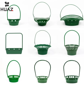 Qingming Festival Memorial Flower Basket with Chrysanthemums - Green Plastic Handheld Basket for Grave Visits