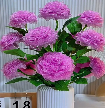 Organza Ribbon Rose Handmade Bouquet DIY Kit Women's Day Gift Artificial Flower Arrangement for Friends