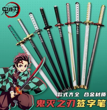 Demon Slayer Nichirin Sword Gel Pen - Tanjiro, Zenitsu, Giyu Alloy Model Metal Pen Merchandise