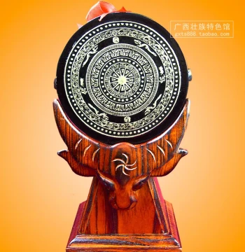 Guangxi Zhuang Traditional Cultural Heritage Art 13cm Cast Bronze Drum - Ethnic Treasure in Gift Box