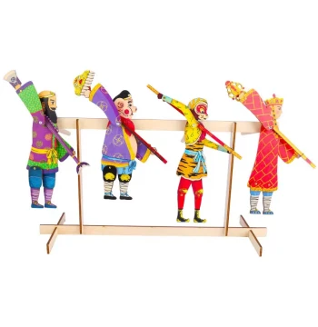 Wooden Shadow Puppetry Special National Trend Gift, One-Handed Wooden Journey to the West Puppet Sun Wukong Children's Day Toy