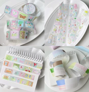 Fuguang Sample Pack - Mengli Capsule Vol.7 Collection, Salt-Style Die-Cut Washi Tape for Decorative Collage and Journaling