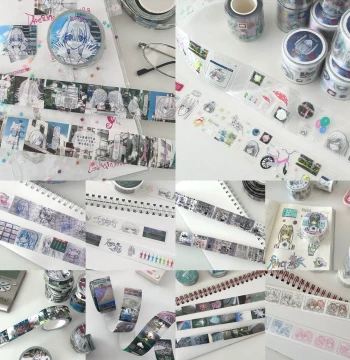 Dream Fish Sample Pack: County Town Y2K Retro Dreamcore Washi Tape Rolls, Quirky Characters for Journaling and Decoration