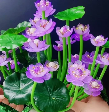 DIY Beaded Lotus Flower Craft Kit - Gradient Petal Simulation for Home Decor