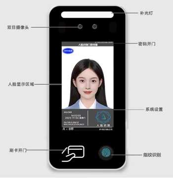WZ-RLMJ 4.5-inch Attendance Face Recognition Fingerprint Access Control Motion Detector Office Attendance Machine System Face Scan One Password