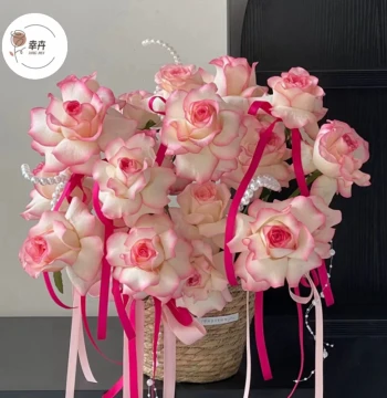 Fairy's Kiss Woven Flower Basket, Fresh Flower Arrangement Board, Chestnut Bouquet Hug Bucket, Rush Grass Florist DIY Supplies