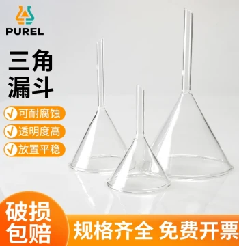 Purui High Borosilicate Glass Funnel - Lab Grade Thickened Long/Short Neck Triangular Funnels (40mm/50mm)